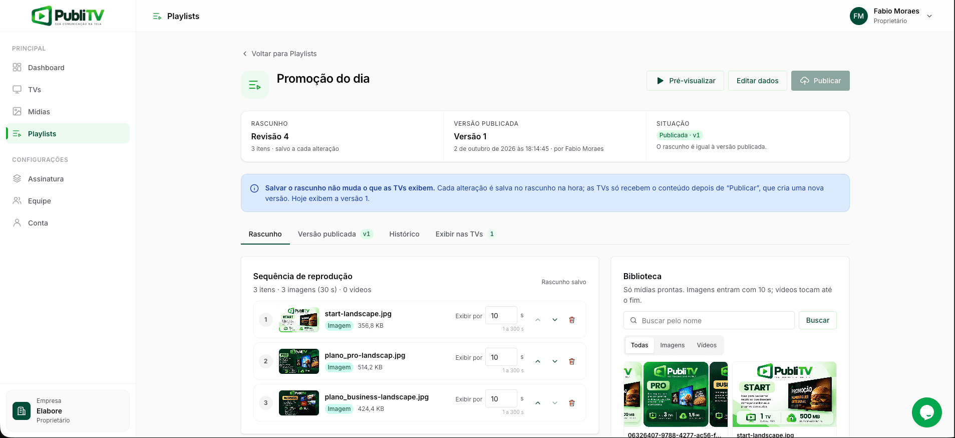 Confirmação de publicação